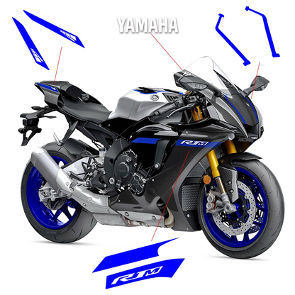 2020-2023 Yamaha YZF-R1M Full Body Graphics Decal Kit Blue Racing Motorcycle Stickers