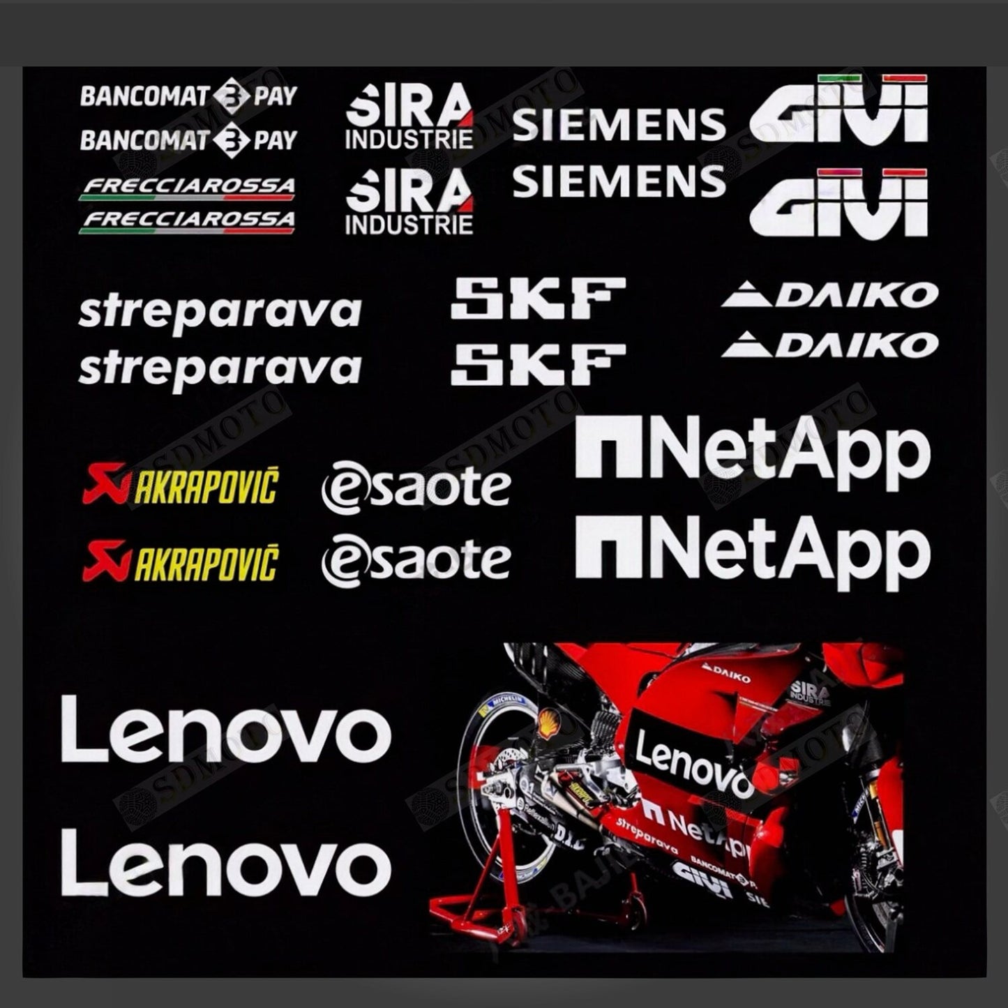 Ducati Panigale V2 / V4 / 848 / 899 / 959 / 1098 / 1199 / 1299 MotoGP Motorcycle Decals & Fairing Stickers