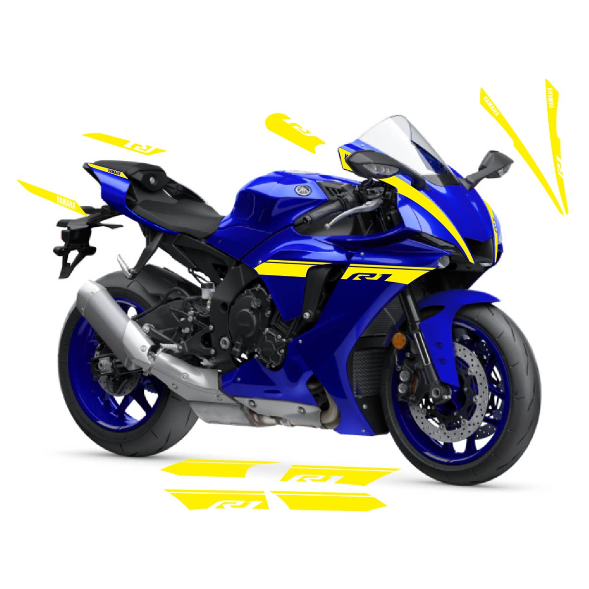 2023 Yamaha YZF-R1 Full Body Stripe Cutout Graphics Decals Motorcycle Fairing Stickers