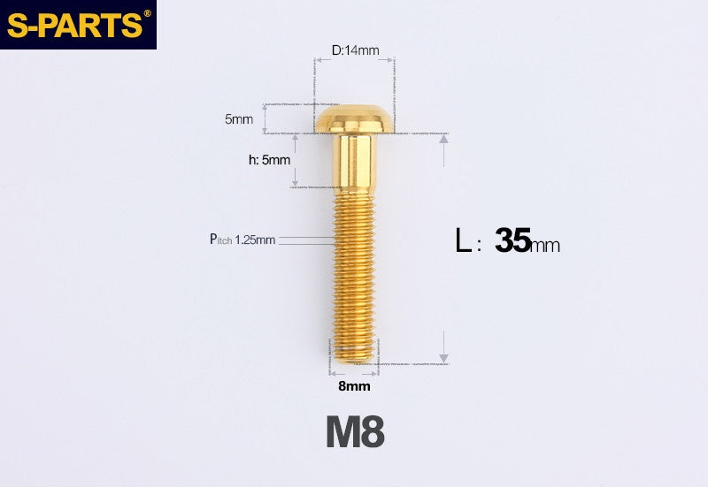 S-PARTS M8 A2 Series TC4 Titanium Bolts – Button Head Fasteners for Bicycle & E-Bike Upgrades