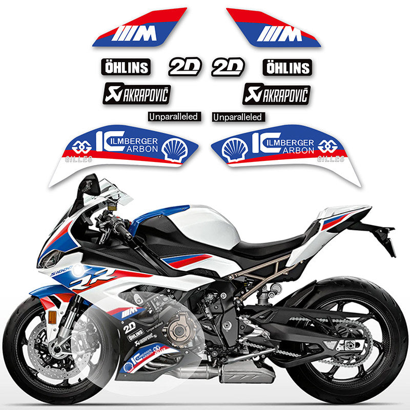 BMW S1000RR (2019–2022) M Package / Double R Track Lower Fairing Decal Kit Motorcycle Racing Graphics Sticker Set