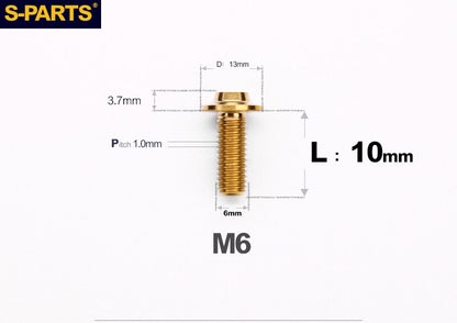 SPARTS A3 Button Head M6 D13 Titanium Bolt for Motorcycle & Bicycle Modification