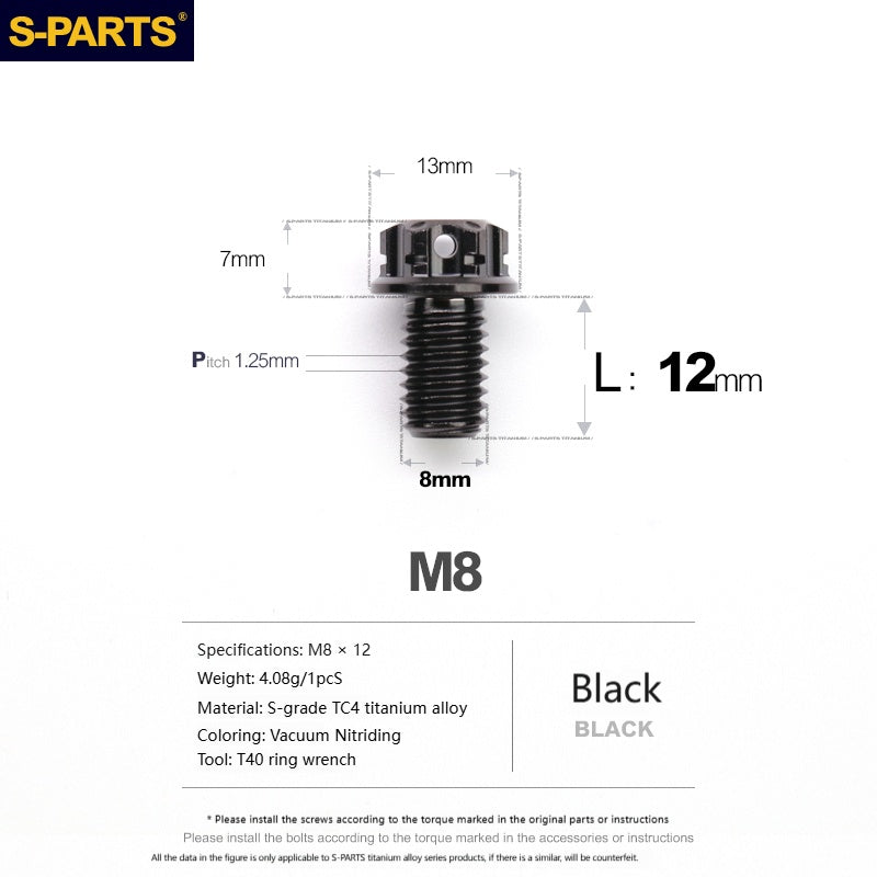 S‑PARTS A3 Series M8 Titanium Bolts｜Lightweight Ti‑6Al‑4V Fasteners for Motorcycles