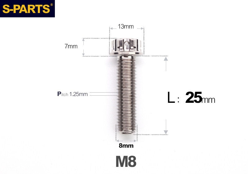 S-PARTS STAN M8 A3 Series Titanium Bolts – Standard Head TC4 Fasteners for Motorcycle & E-Motorcycle