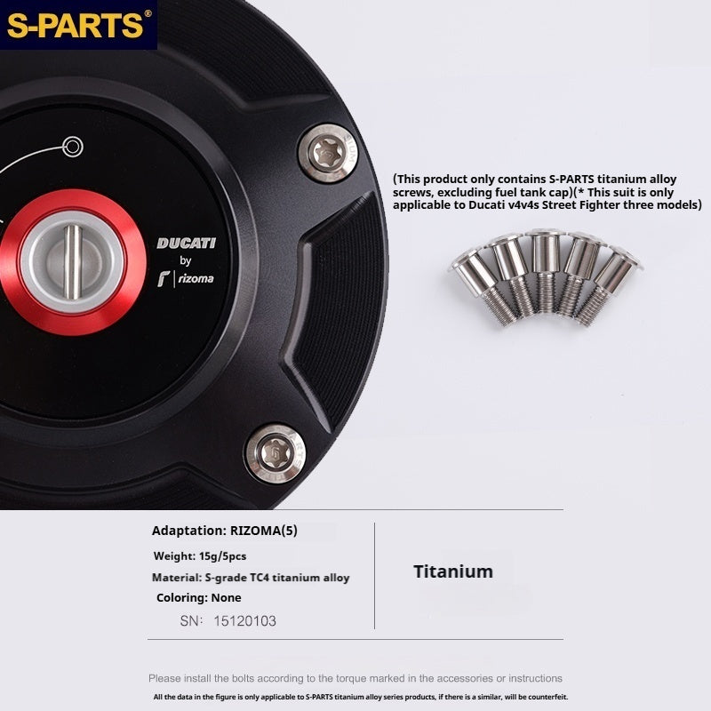 SPARTS Titanium Rizoma Fuel Tank Cap Bolt Kit for Ducati V4 V4S Streetfighter – Custom Upgrade Kit