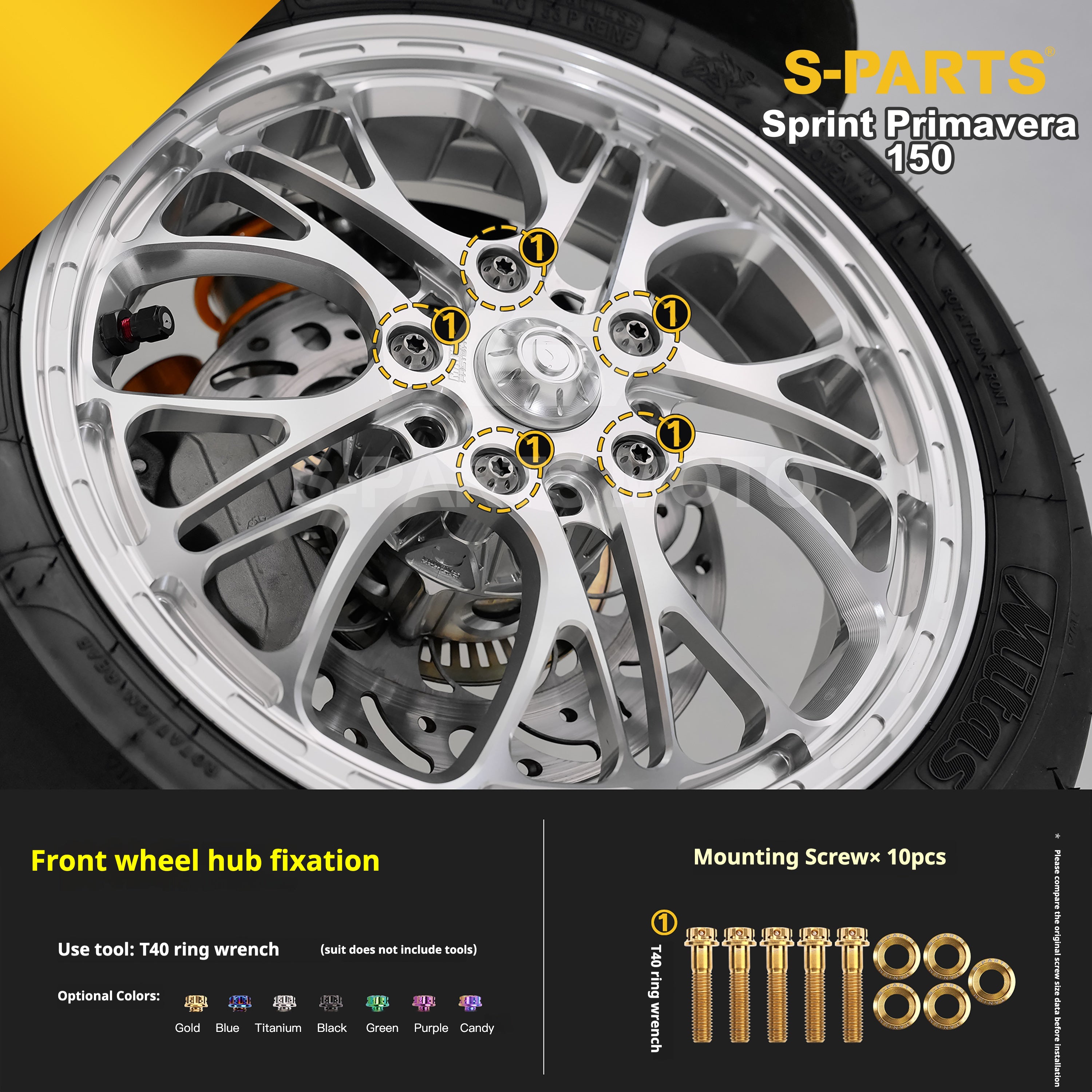 SPARTS Titanium Screw Set for Vespa Sprint/Primavera 150 – Custom Candy Color & CNC Titanium Upgrade Kit