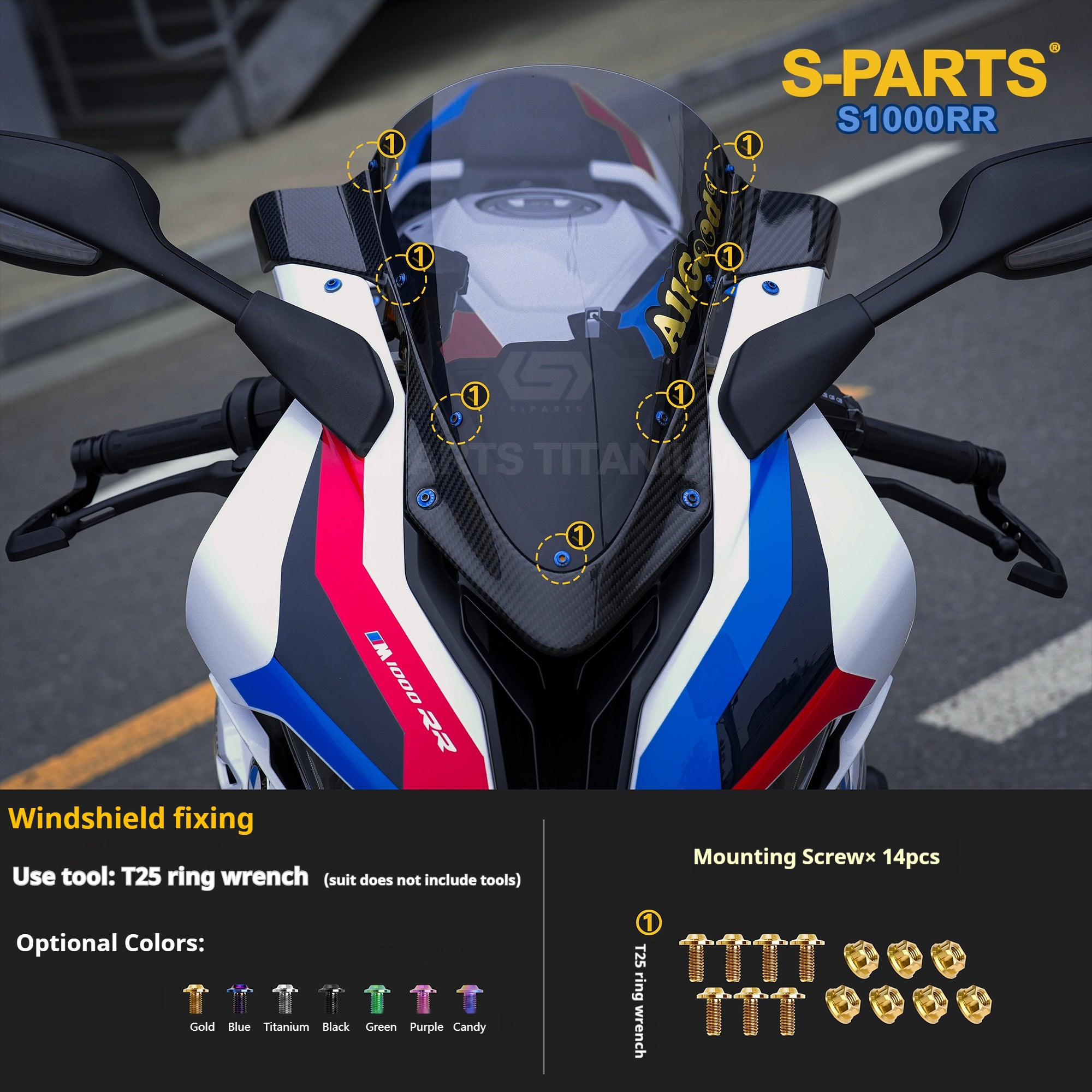 SPARTS TC4 Titanium Bolt Kit Compatible with BMW S1000RR — Full Motorcycle Upgrade Fastener Set