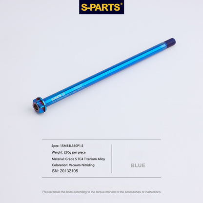 SPARTS TC4 Titanium Single-Flange Axle – Ø15mm M14×P1.5 L310mm for Motorcycles & Electric Motorcycles