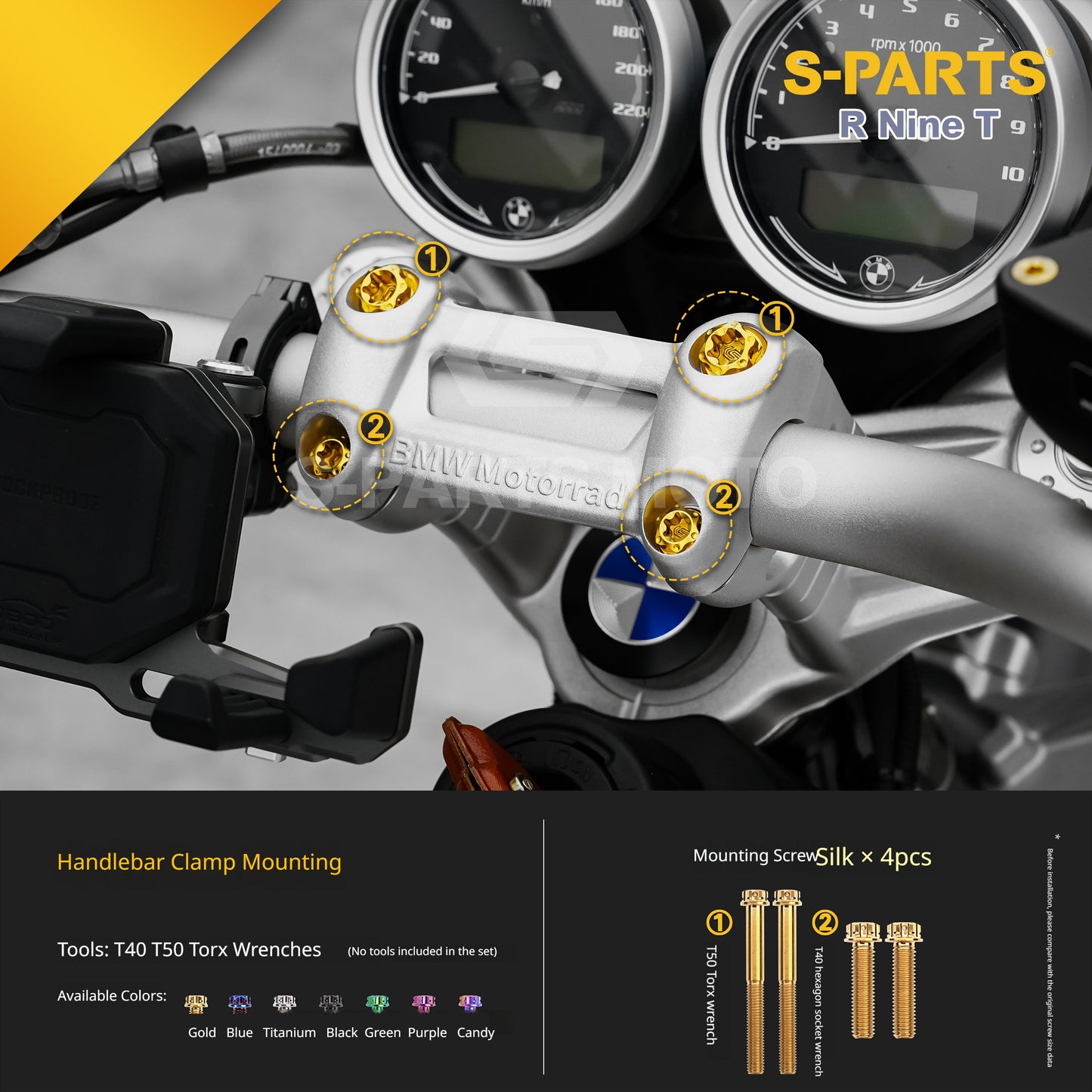 S-PARTS Premium Titanium Braking & Handling Upgrade Kit for BMW R nineT