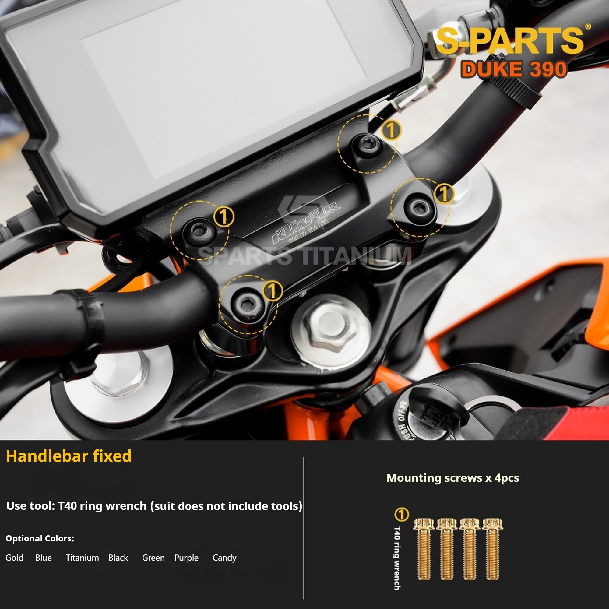 SPARTS Stan KTM DUKE 390 Dedicated · TC4 Titanium Full Motorcycle Bolt Kit