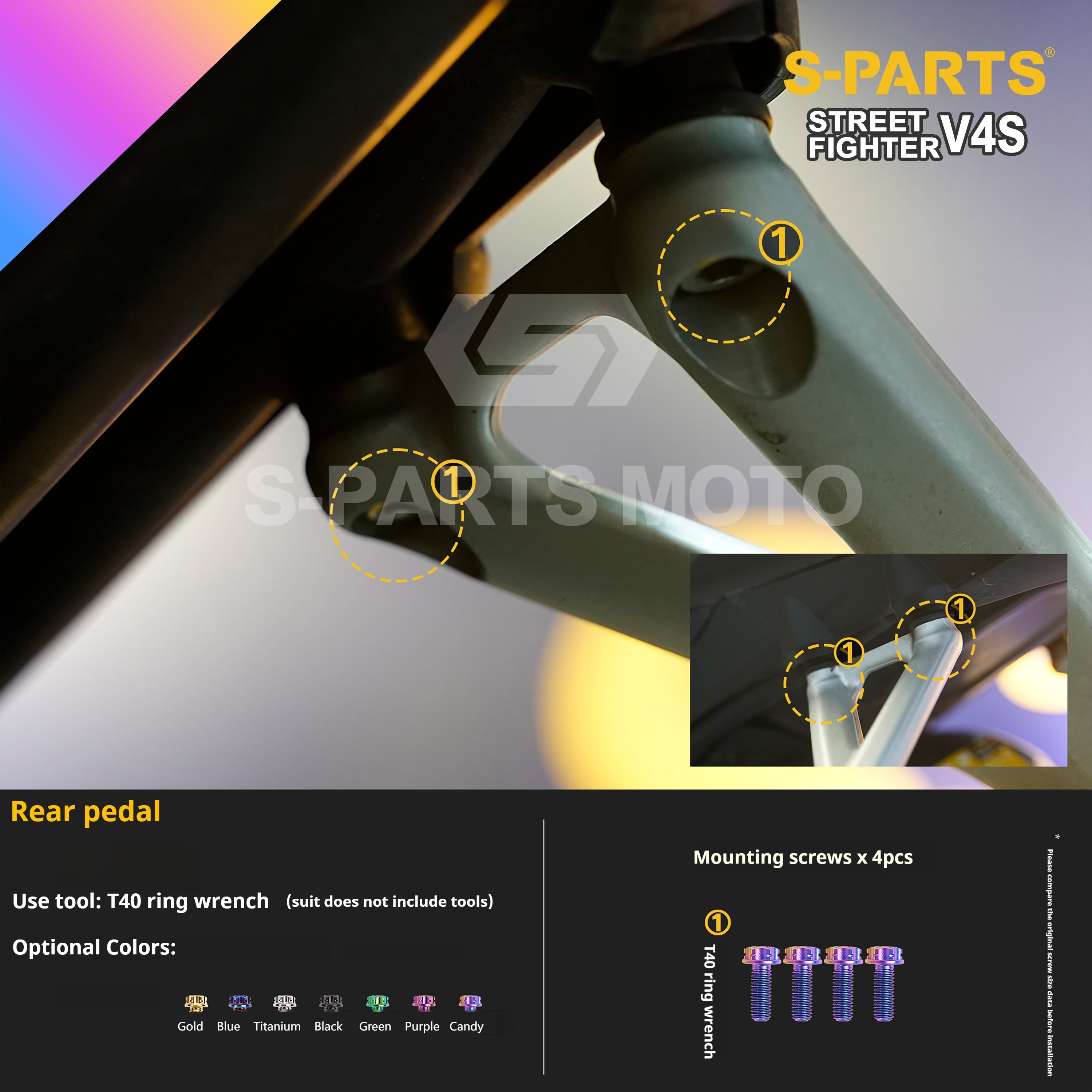 SPARTS Titanium Bolt Kit for Ducati Streetfighter V4S – Candy Color Upgrade