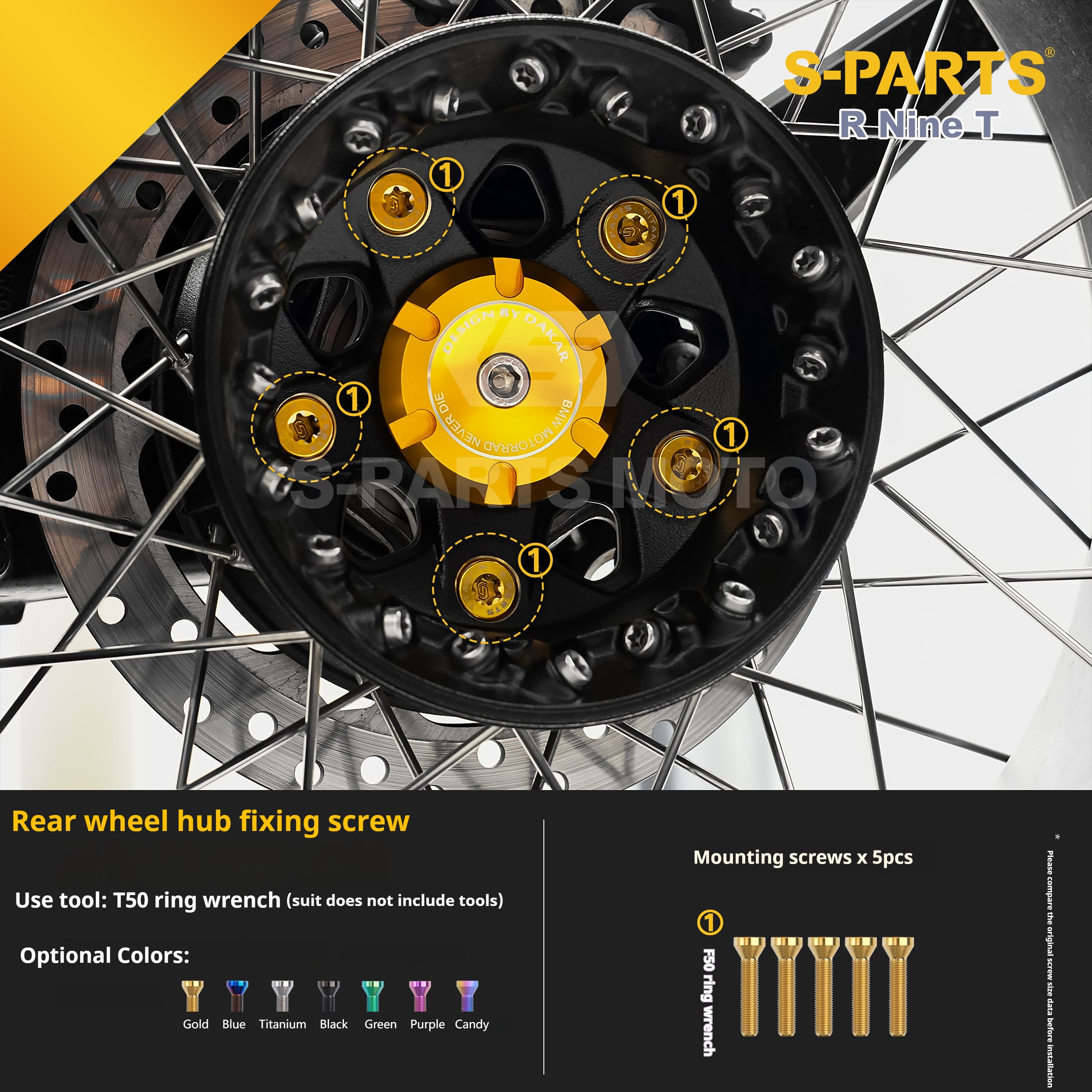 SPARTS BMW RnineT Titanium Alloy Motorcycle Bolt Upgrade Kit