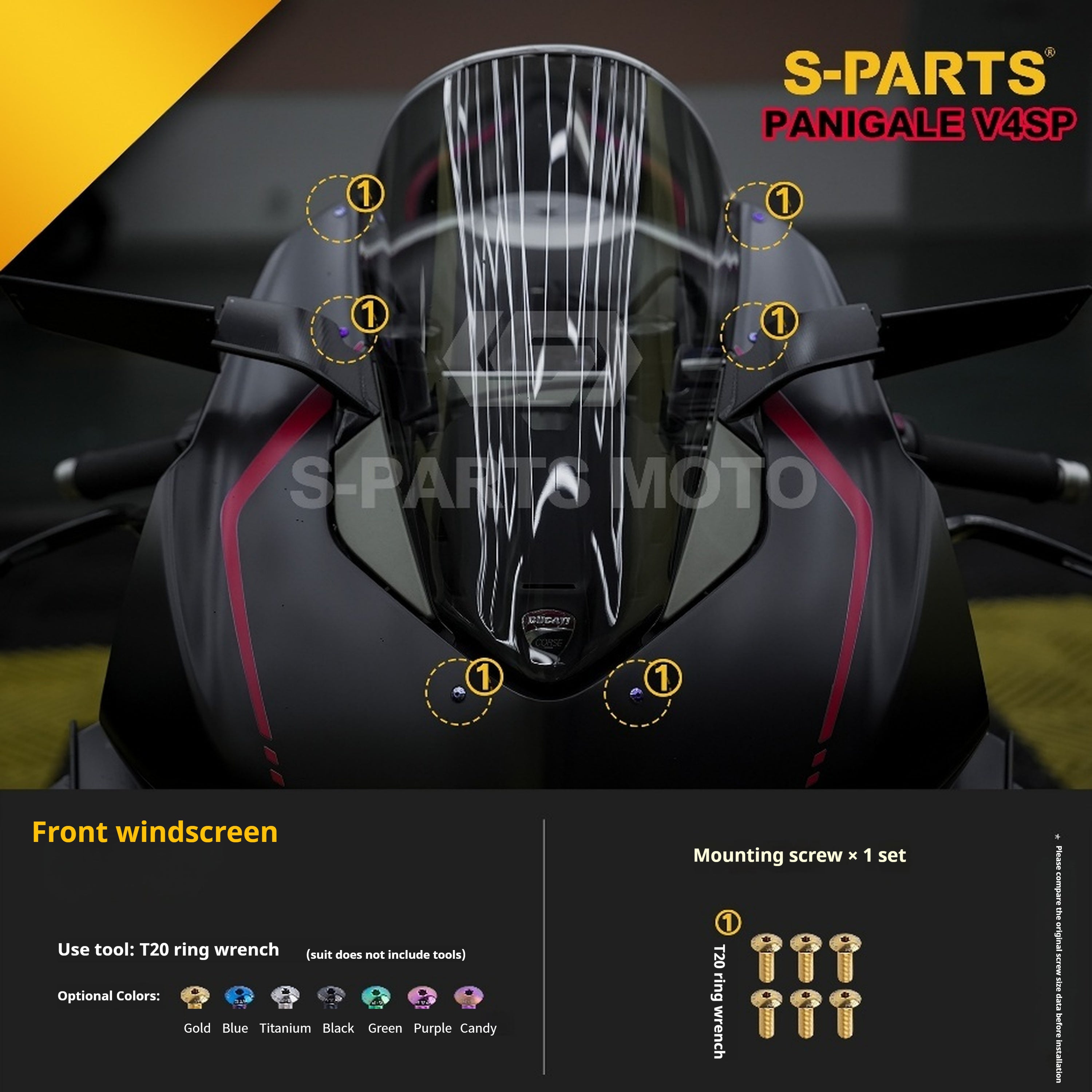 SPARTS TC4 Titanium Bolt Kit for Ducati Panigale V4SP Motorcycle