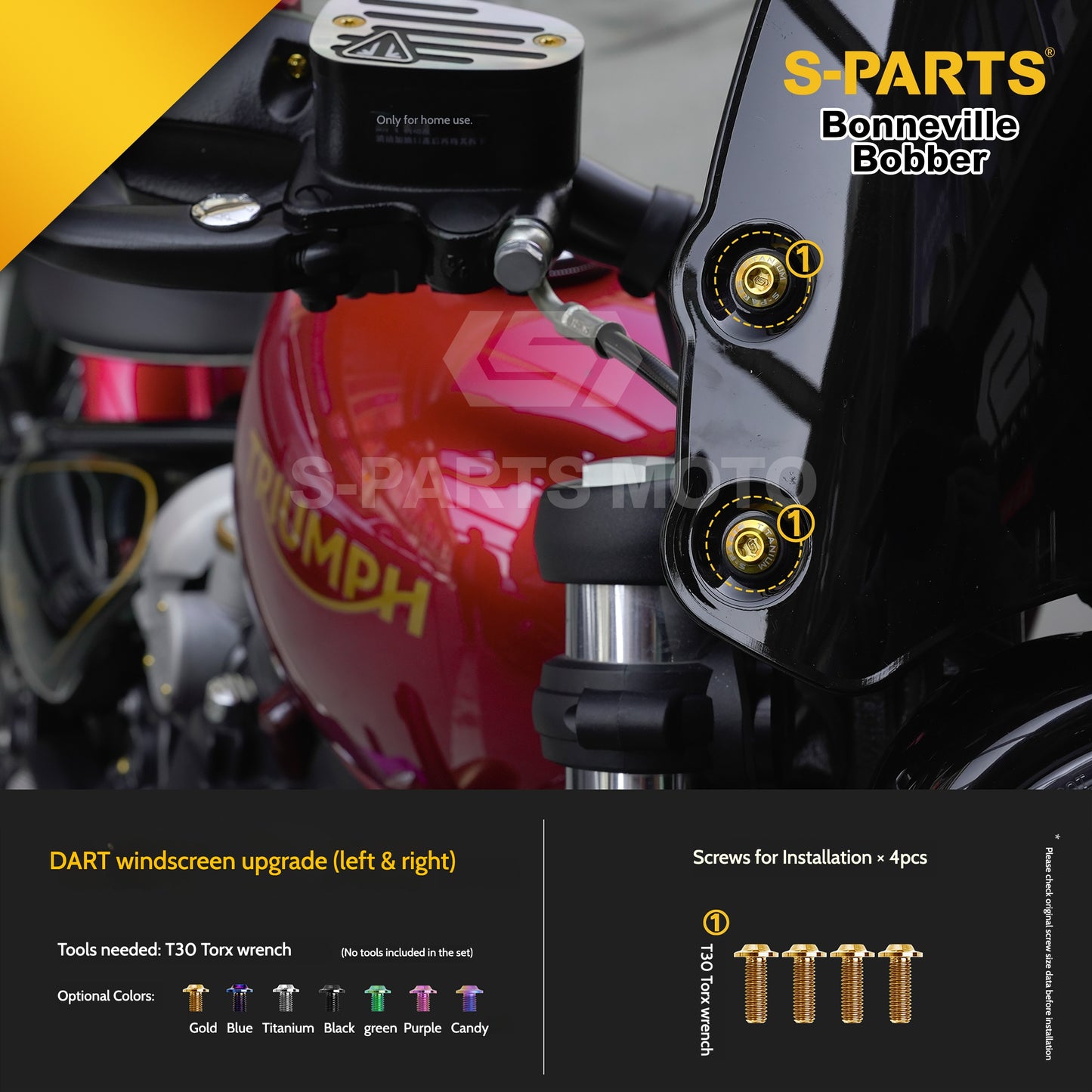 SPARTS Titanium Set Screws for Triumph Bonneville Bobber Motorcycle Modification