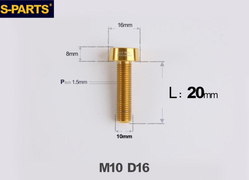 SPARTS Titanium Security Bolt M10 D16 P1.5 – Brake Caliper Locking Screw for Motorcycle