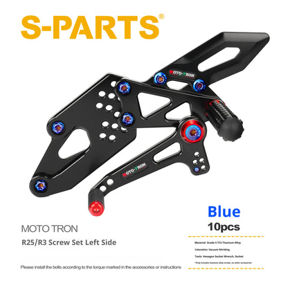 SPARTS R3/R25 MOTO TRON Raised Foot Pegs Titanium Alloy Screws Modification Kit for Yamaha