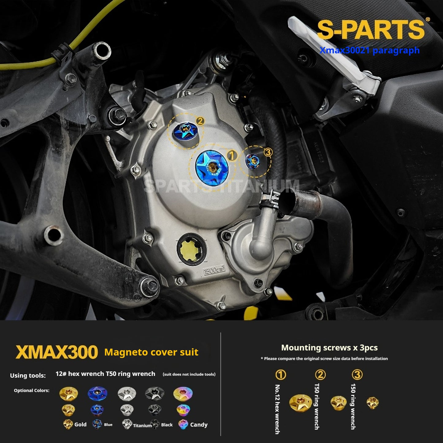 SPARTS 2021 XMAX300 YAMAHA Motorcycle Modified Titanium Alloy Bolts Screws