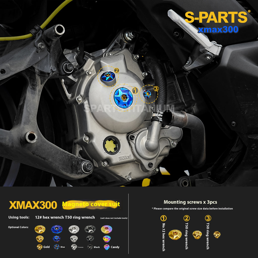 SPARTS Titanium Bolt Set for 2023 XMAX300 | Yamaha Motorcycle Titanium Bolt Upgrade