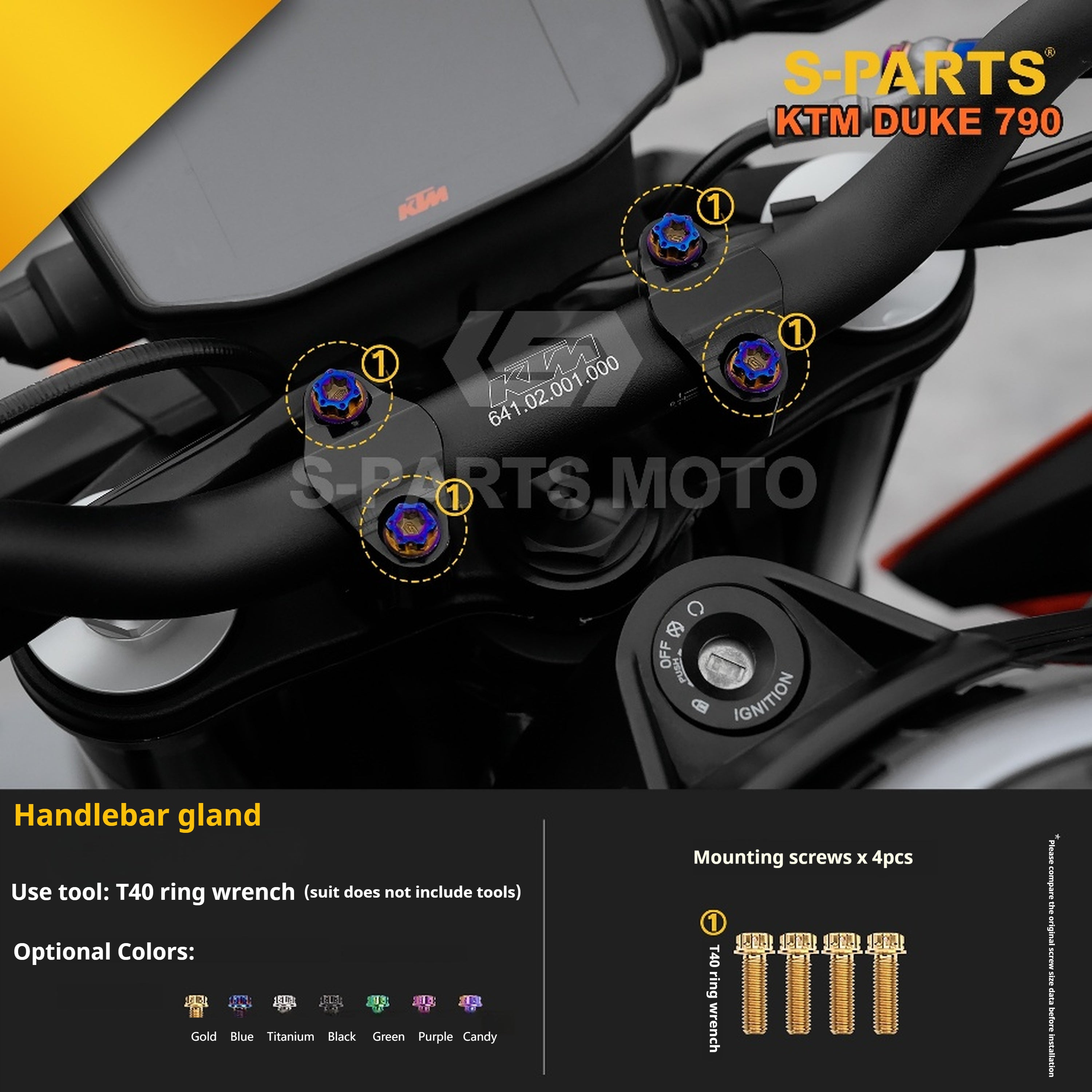 SPARTS TC4 Titanium Bolt Kit Compatible with KTM DUKE 790 – Full Motorcycle Fastener Upgrade