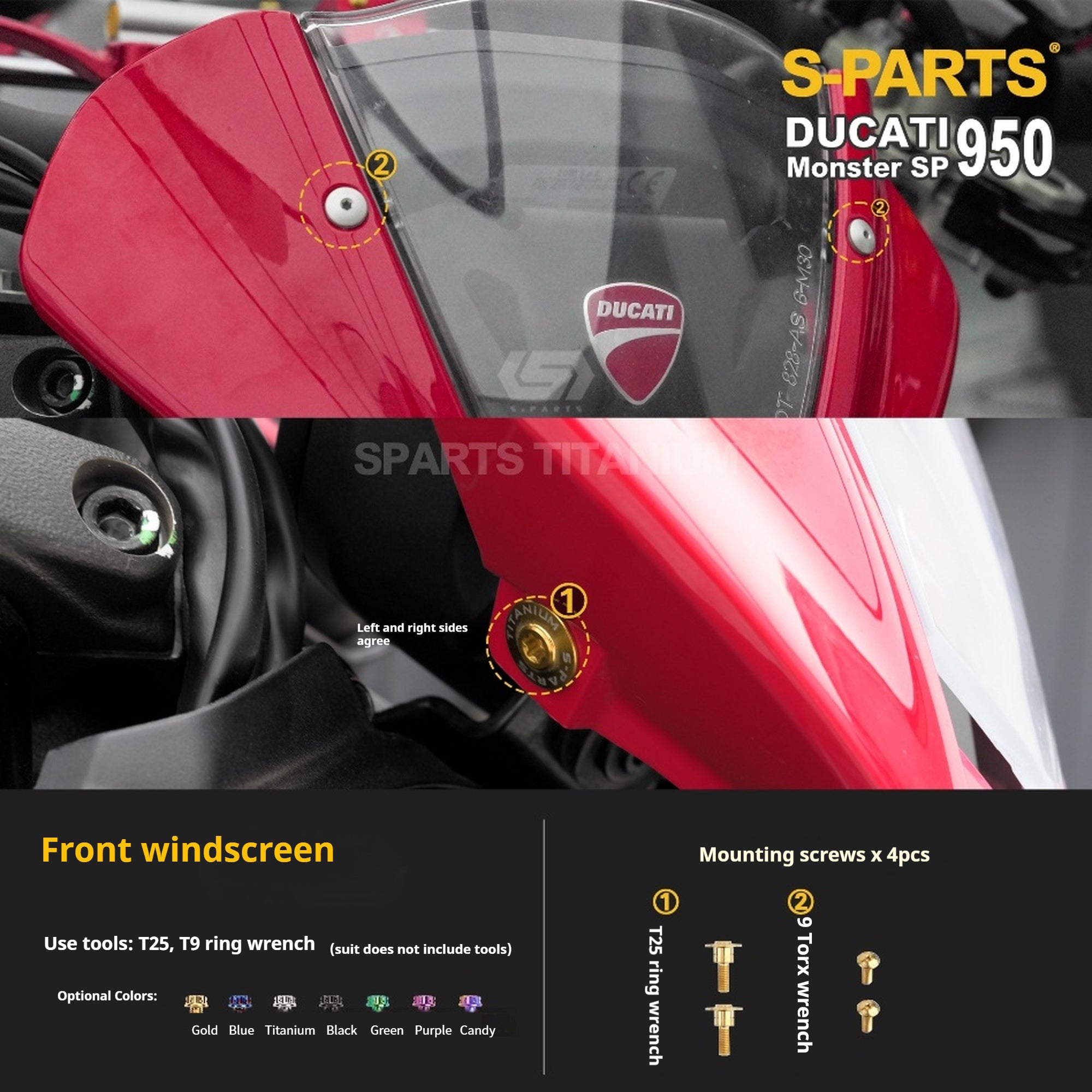 SPARTS Titanium Bolt Kit for Ducati New Monster SP 950 – CNC Titanium Upgrade Kit