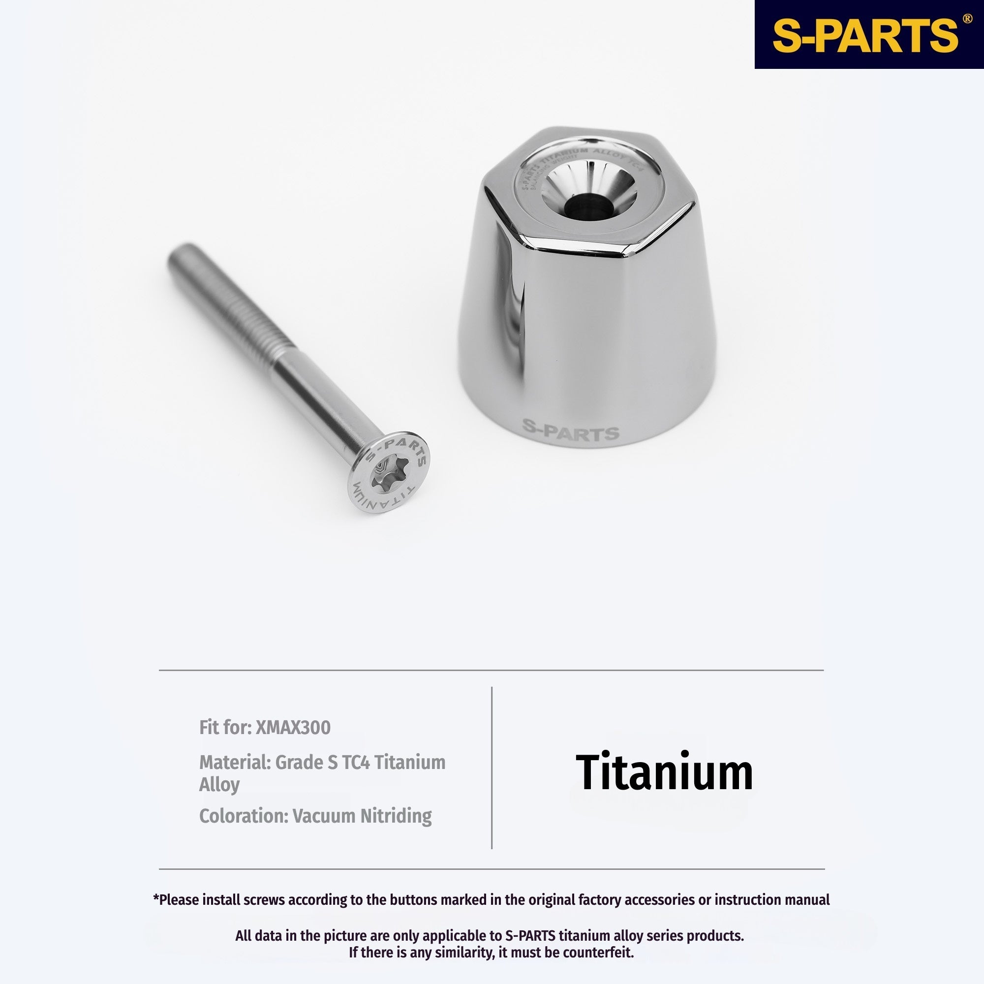 Yamaha XMAX 300 – TC4 Titanium Handlebar End Bolts Kit