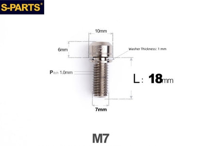 SPARTS A2 Series M7x18mm Titanium Bolt