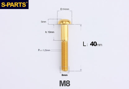 S-PARTS M8 A2 Series TC4 Titanium Bolts – Button Head Fasteners for Bicycle & E-Bike Upgrades