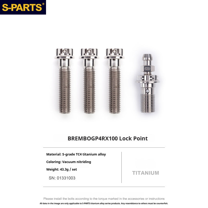 SPARTS Titanium Alloy Lower Caliper Bolt Kit for BREMBO GP4 RX with 100mm Mounting Points
