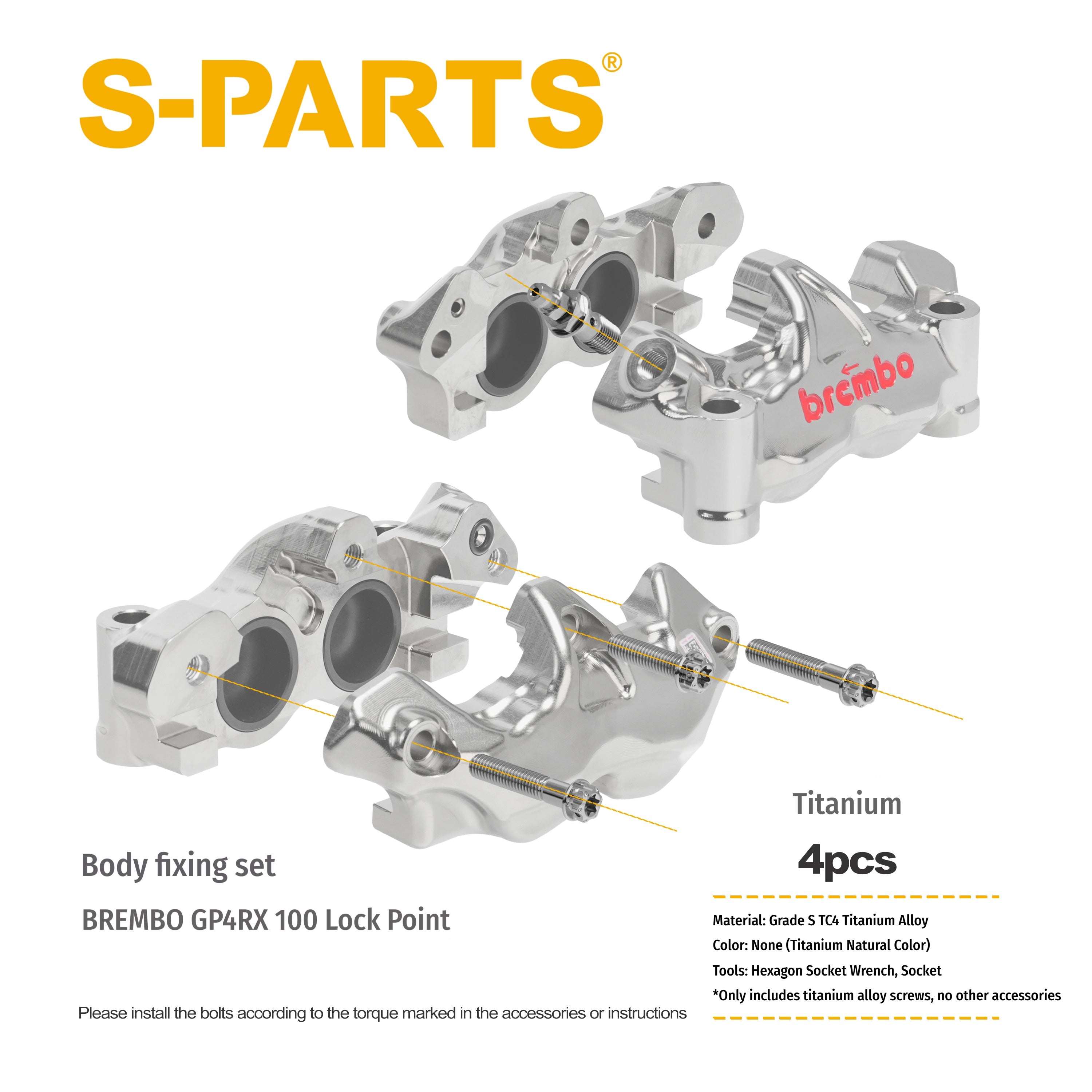 SPARTS Titanium Alloy Brembo M50 Caliper Bolt Kit (M10×55)