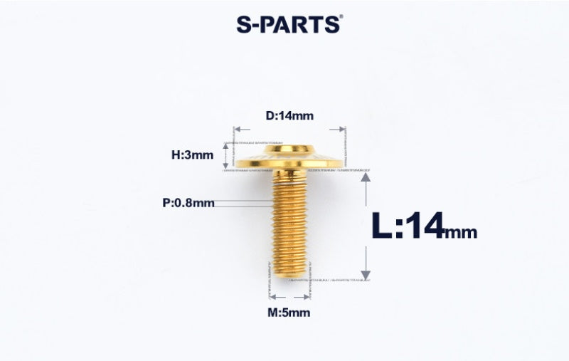 SPARTS A3 Dome Head M5 D14 Titanium Bolt | TC4 Motorcycle & E-Bike Fastener