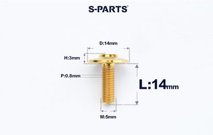 SPARTS A3 Dome Head M5 D14 Titanium Bolt | TC4 Motorcycle & E-Bike Fastener