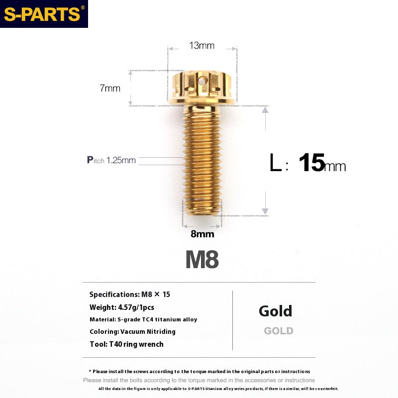 -PARTS M8 A3 Titanium Motorcycle Bolt – Multi-Length, Standard Head