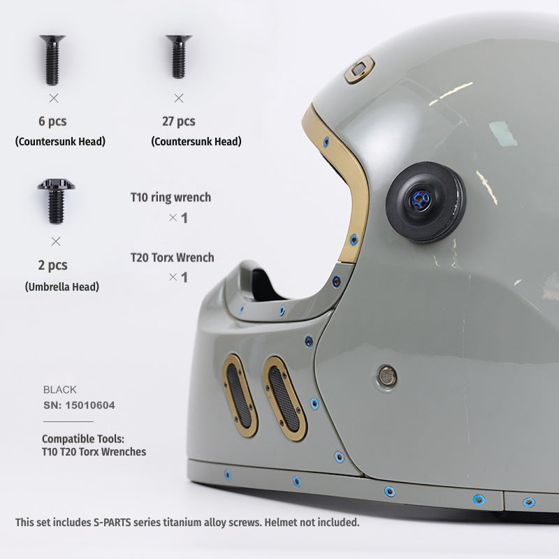 SPARTS Titanium Helmet Screw Set for QWART – CNC Machined Motorcycle Hardware