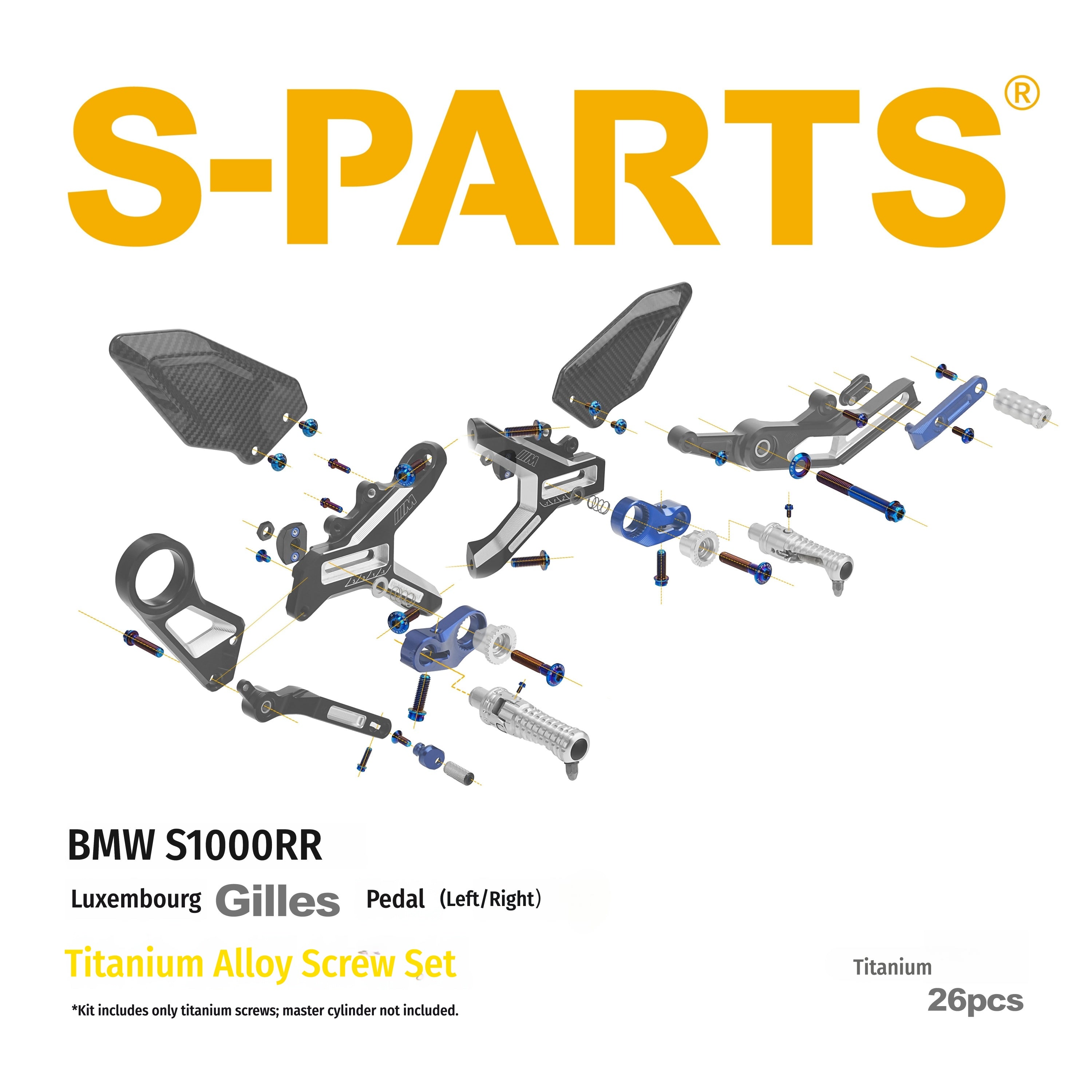 SPARTS Gilles Foot Peg Titanium Bolt Kit for BMW S1000RR – Luxembourg Edition