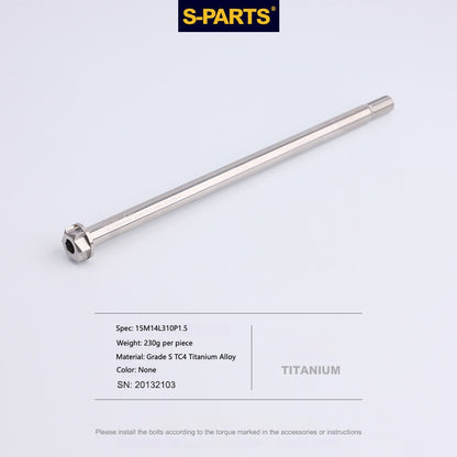 SPARTS TC4 Titanium Single-Flange Axle – Ø15mm M14×P1.5 L310mm for Motorcycles & Electric Motorcycles