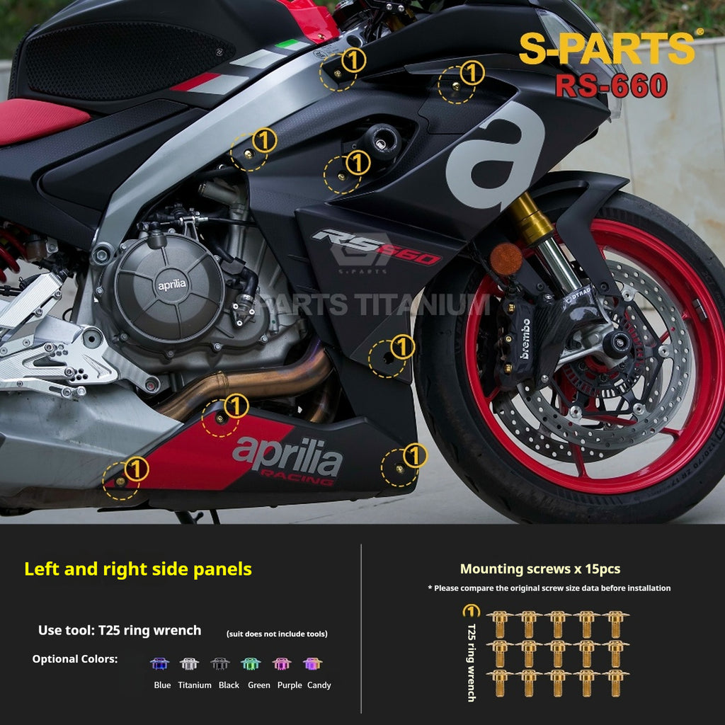 SPARTS Titanium Bolt Kit for Aprilia RS660 2021 – Custom Candy Color & CNC Titanium Upgrade Kit