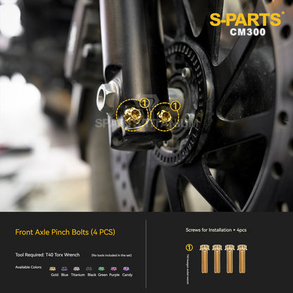 SPARTS Titanium Front Brake Caliper, Rotor & ABS Bolt Kit for Honda CM300 / Rebel 300 (13 Pcs)