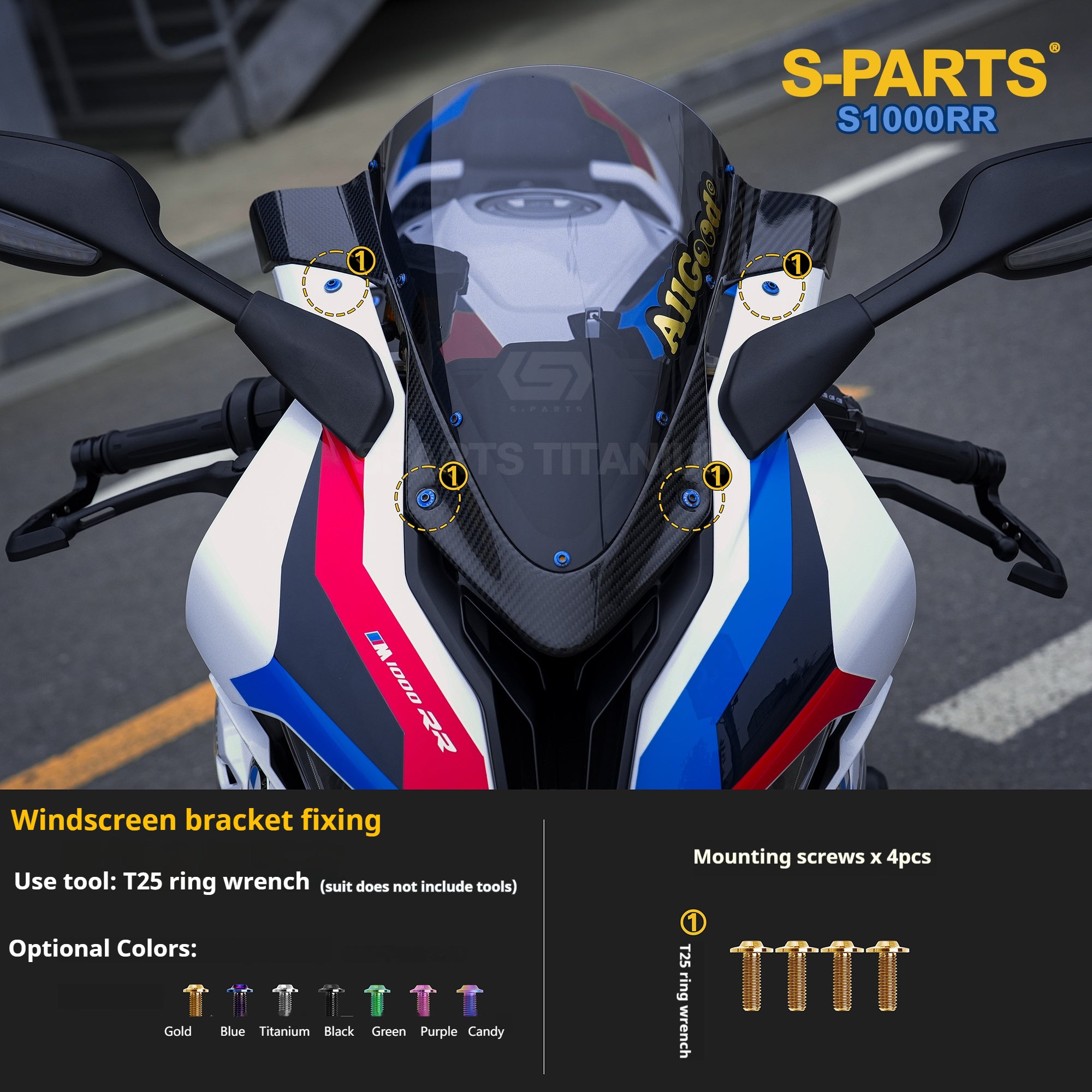 SPARTS TC4 Titanium Bolt Kit Compatible with BMW S1000RR — Full Motorcycle Upgrade Fastener Set