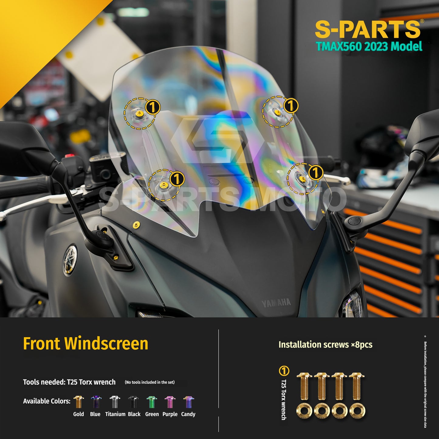 SPARTS Titanium Bolt Kit for Yamaha TMAX560 2023-Front & Cockpit System