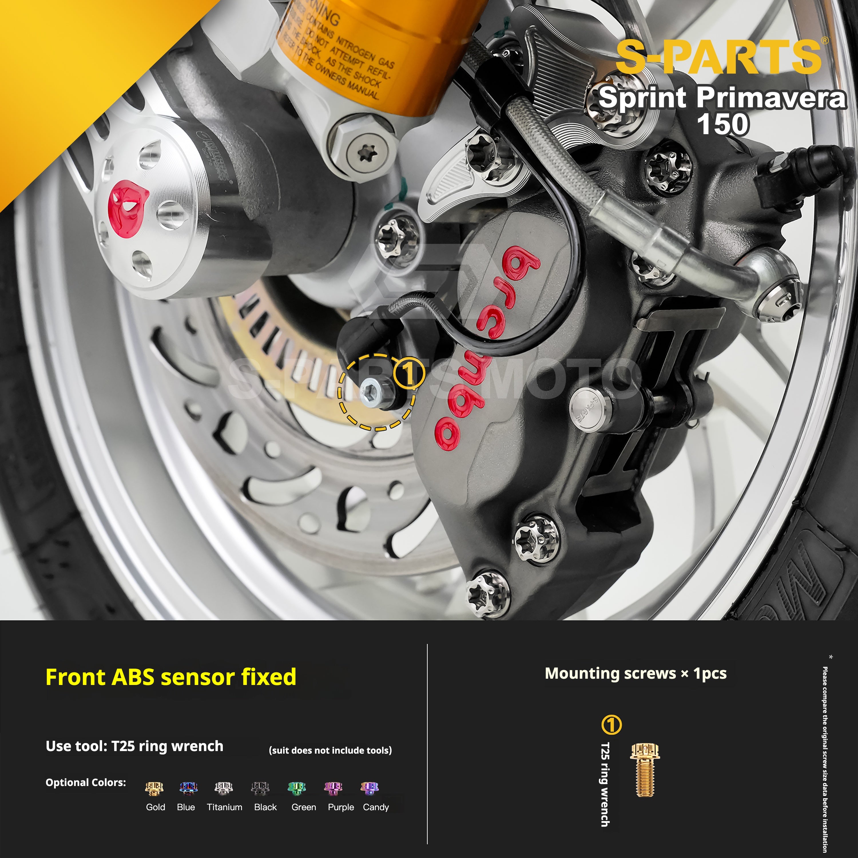 SPARTS Titanium Screw Set for Vespa Sprint/Primavera 150 – Custom Candy Color & CNC Titanium Upgrade Kit