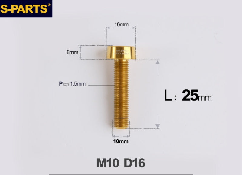 SPARTS Titanium Security Bolt M10 D16 P1.5 – Brake Caliper Locking Screw for Motorcycle