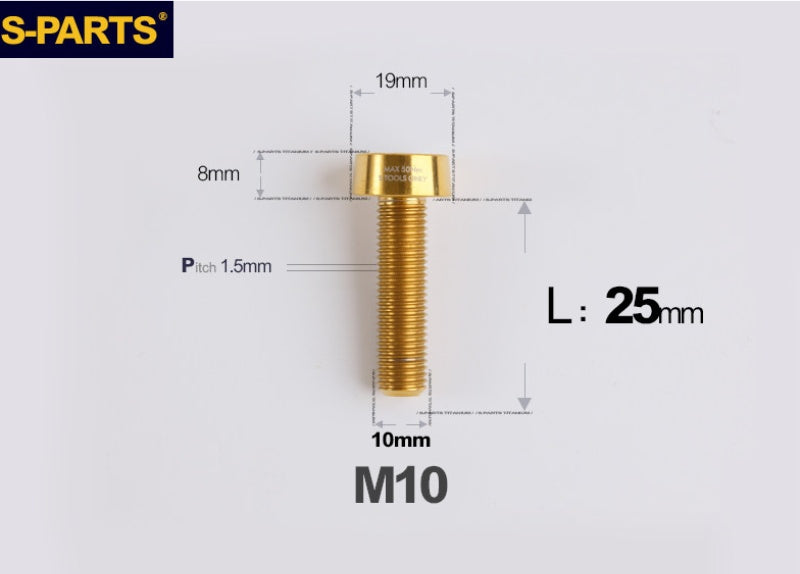 SPARTS M10 D19 P1.5 Titanium Security Bolt – Brake Caliper Locking Screw for Motorcycle