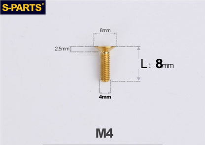 SPARTS M4x10-50mm Countersunk Titanium Alloy Bolt – Flat Head Fastening Screw for Motorcycle & Bicycle