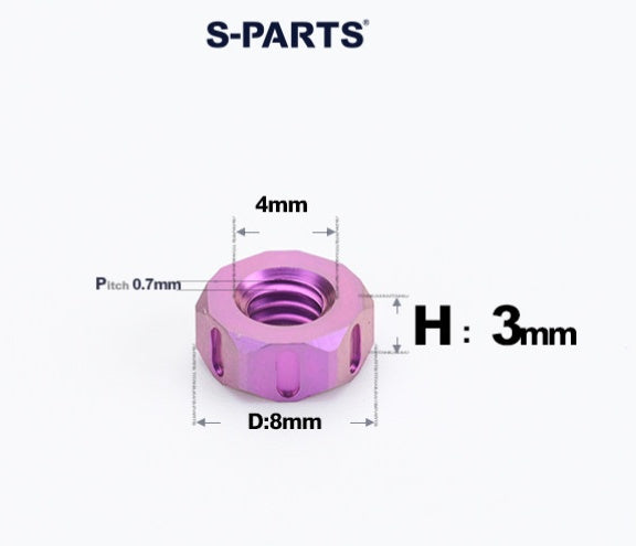 SPARTS Purple Titanium Alloy Hex Nuts – TC4 Motorcycle Locking & Fastening Nuts M5 M6 M8 M10 M12
