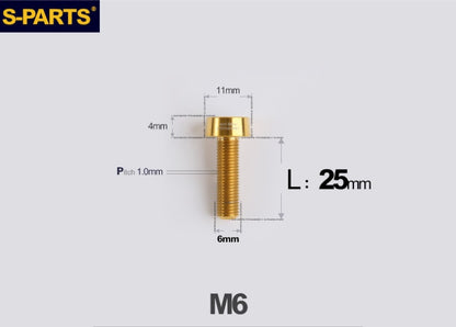 SPARTS M6 × L20-35 Titanium Anti-Theft Caliper Set Screws for Motorcycle 2-Piston Brake Calipers