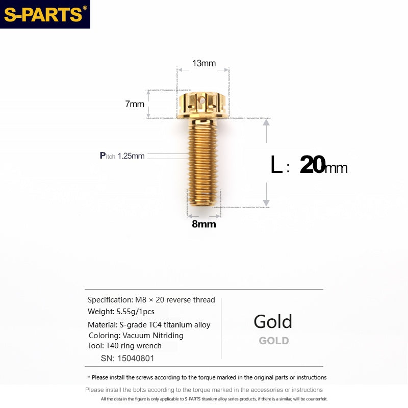 SPARTS Titanium MirrorMotorcycle Rearview Mirror Bolts· M8/M10