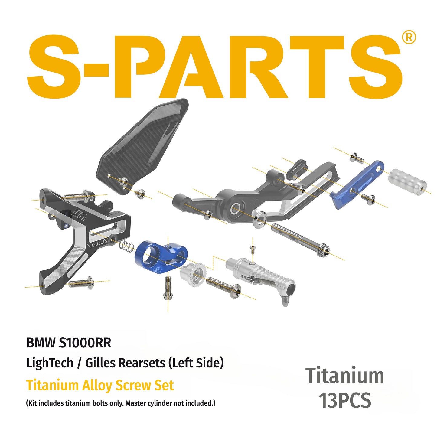 SPARTS BMW S1000RR Titanium Rearset Bolt Kit for LighTech / Gilles Tooling