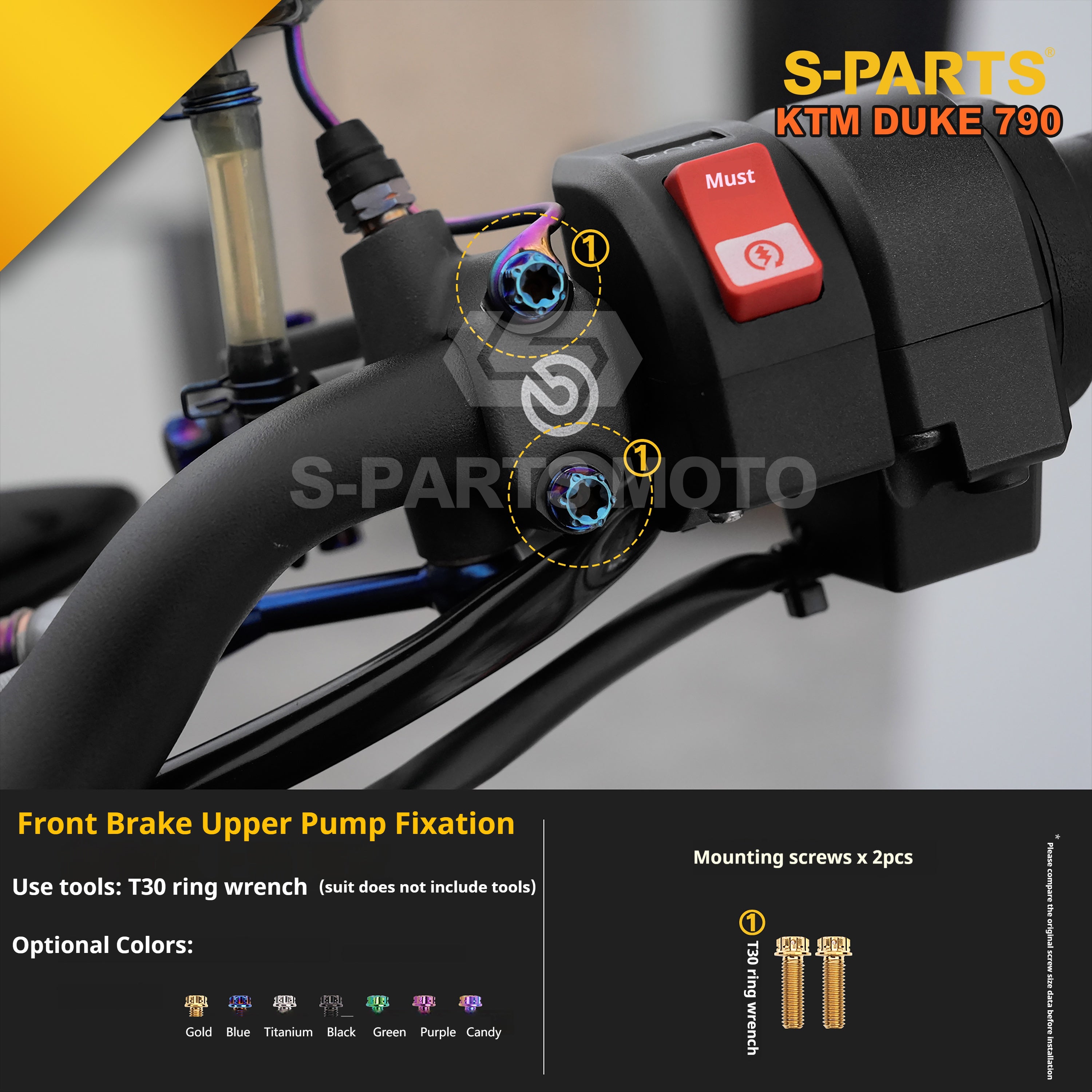 SPARTS TC4 Titanium Bolt Kit Compatible with KTM DUKE 790 – Full Motorcycle Fastener Upgrade