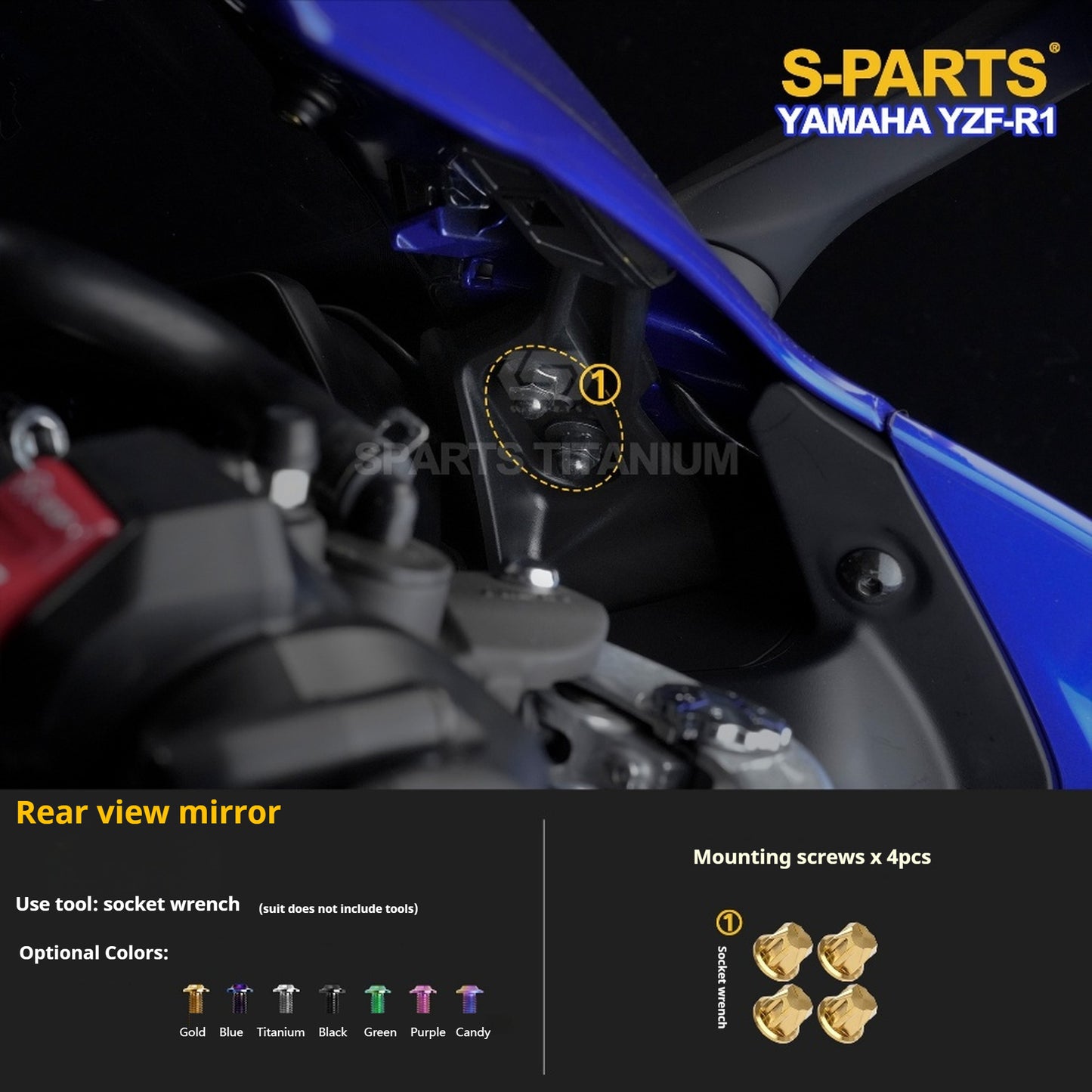 SPARTS TC4 Titanium Bolt Kit for Yamaha YZF-R1 | Motorcycle Titanium Bolt Upgrade