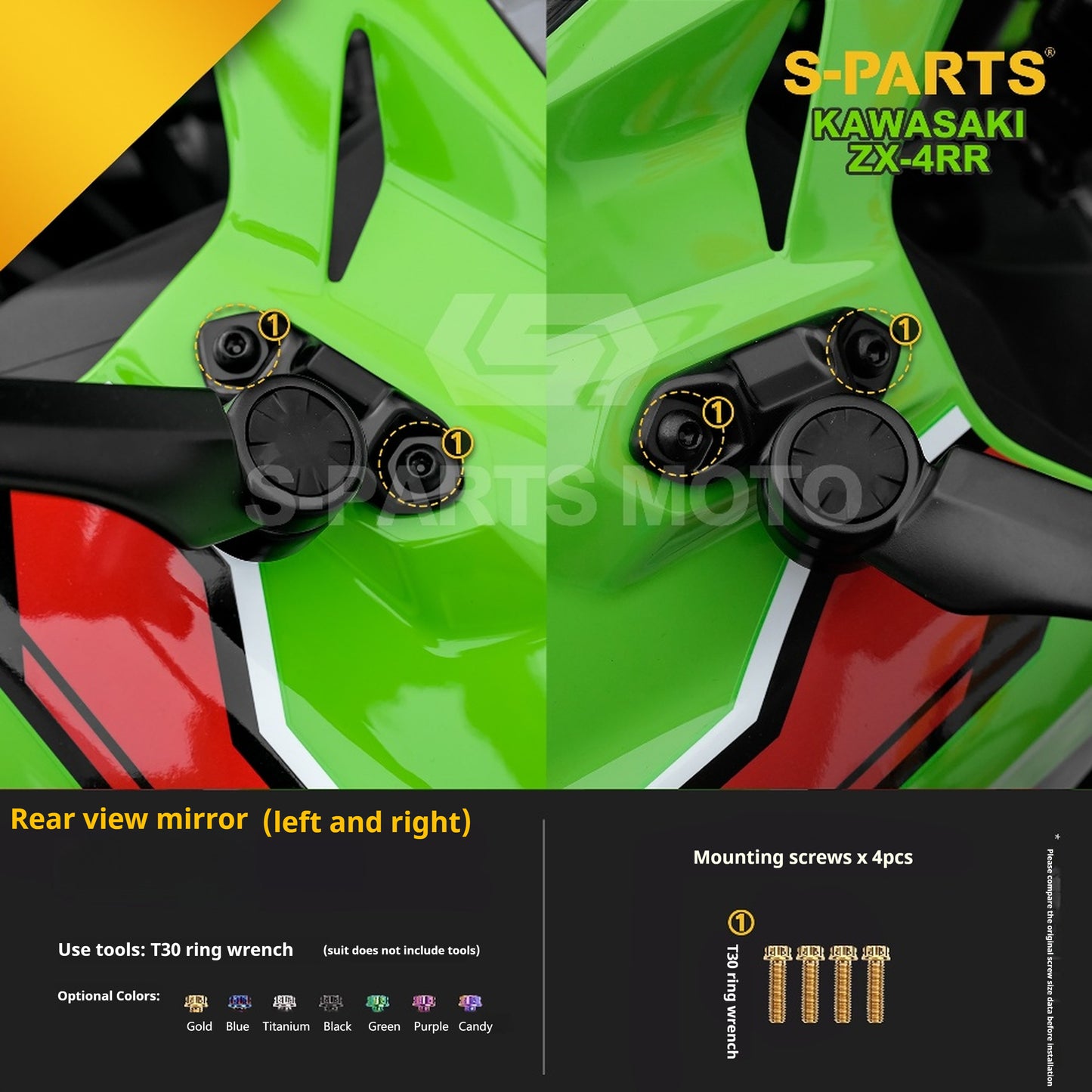 SPARTS TC4 Titanium Bolt Kit for Kawasaki ZX-4RR | Motorcycle Titanium Bolt Upgrade
